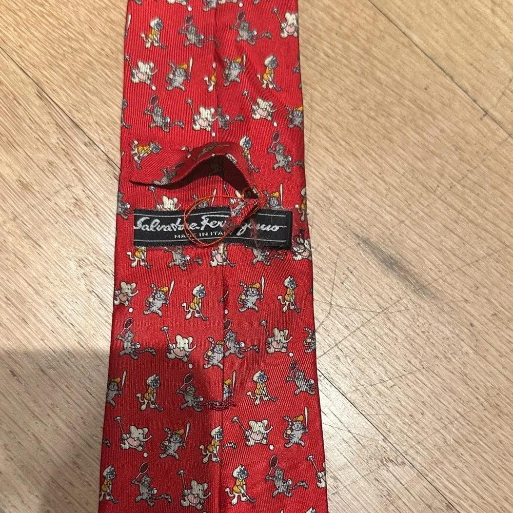 Salvatore Ferragamo Red Tie with Cartoon Motif
